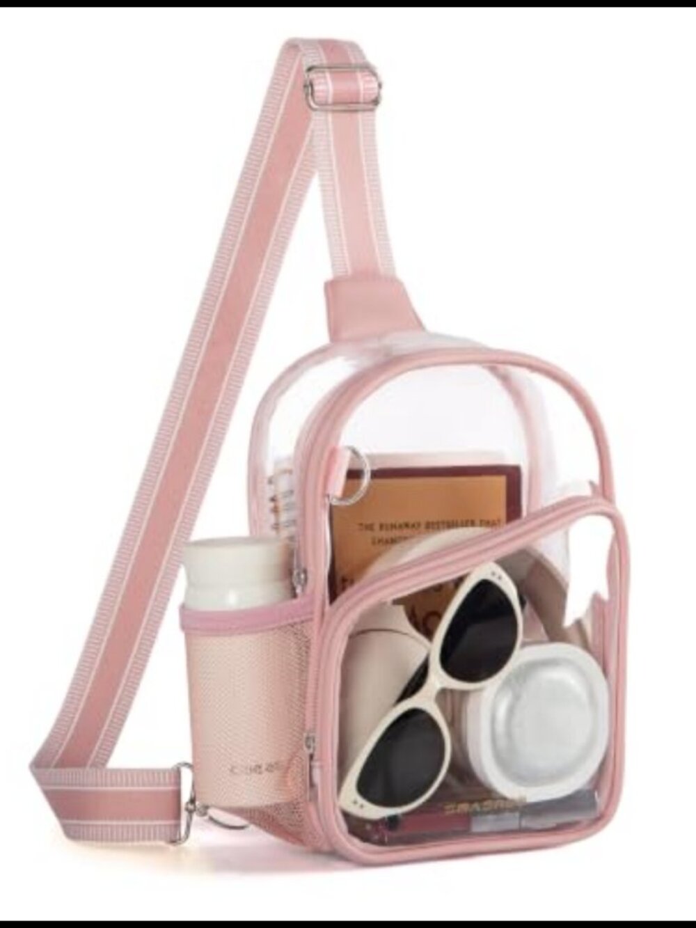 Clear PVC Sling Crossbody Bag Stadium Approved WaterResistant